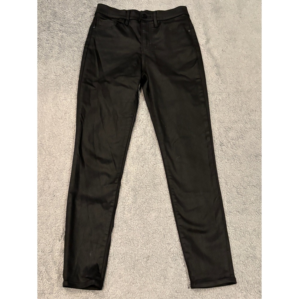 Express Skinny High Rise Coated Black Pants Imitation Leather Look Size 0R